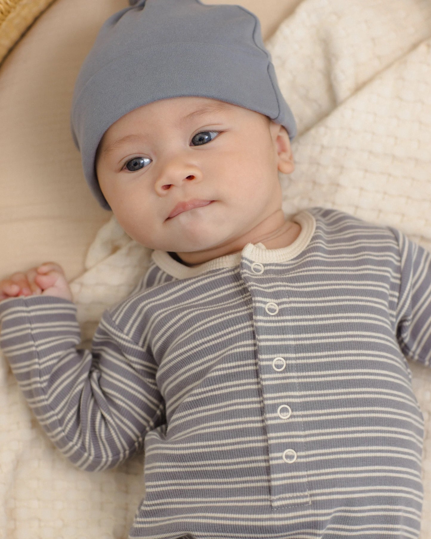 Ribbed Baby Jumpsuit - Slate Microstripe
