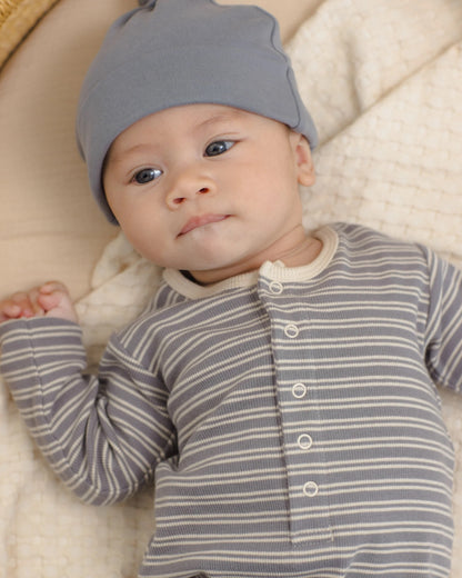 Ribbed Baby Jumpsuit - Slate Microstripe