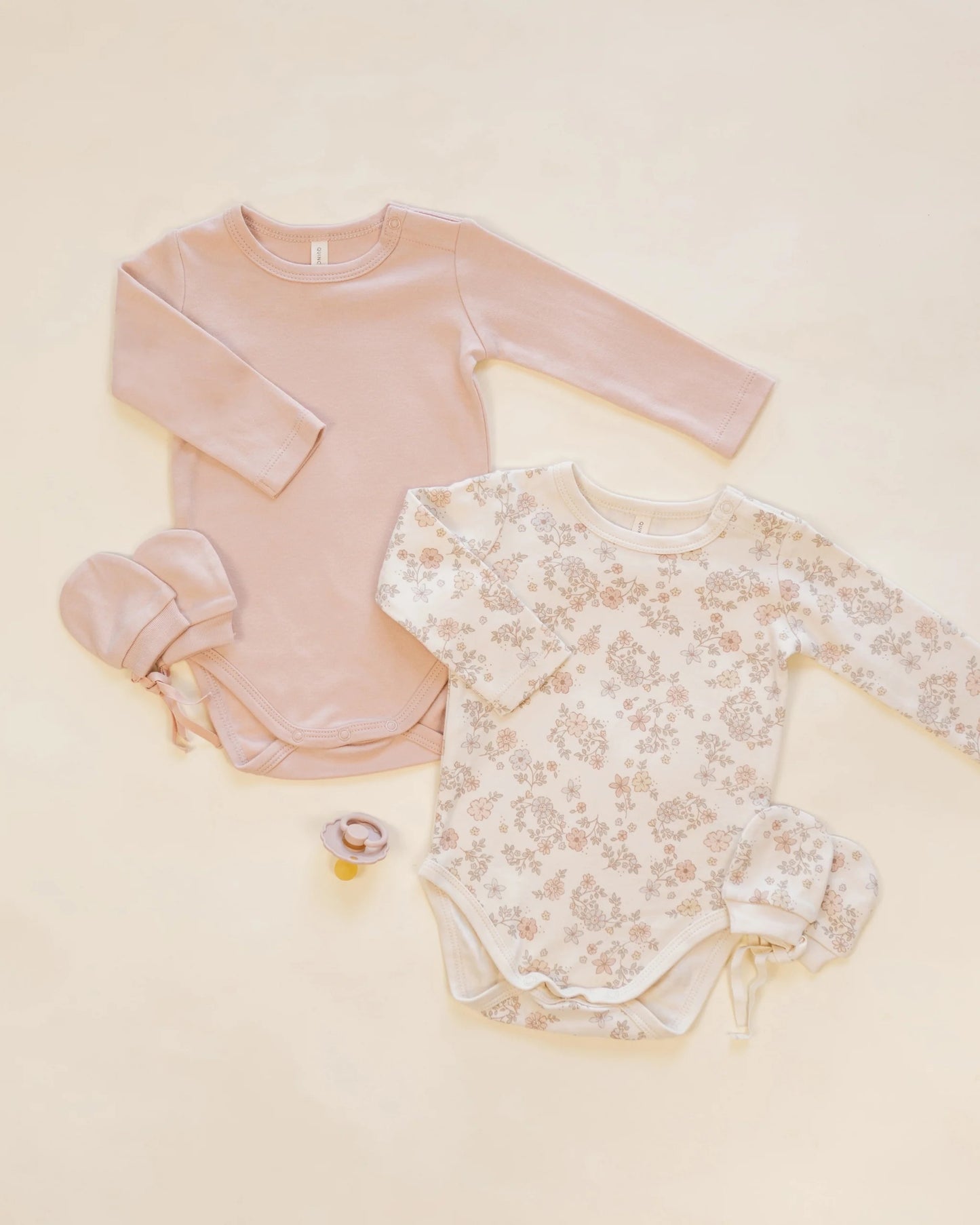 Jersey Bodysuit, 2 Pack Floral Vine, Dusty Rose