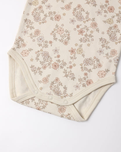 Jersey Bodysuit, 2 Pack Floral Vine, Dusty Rose