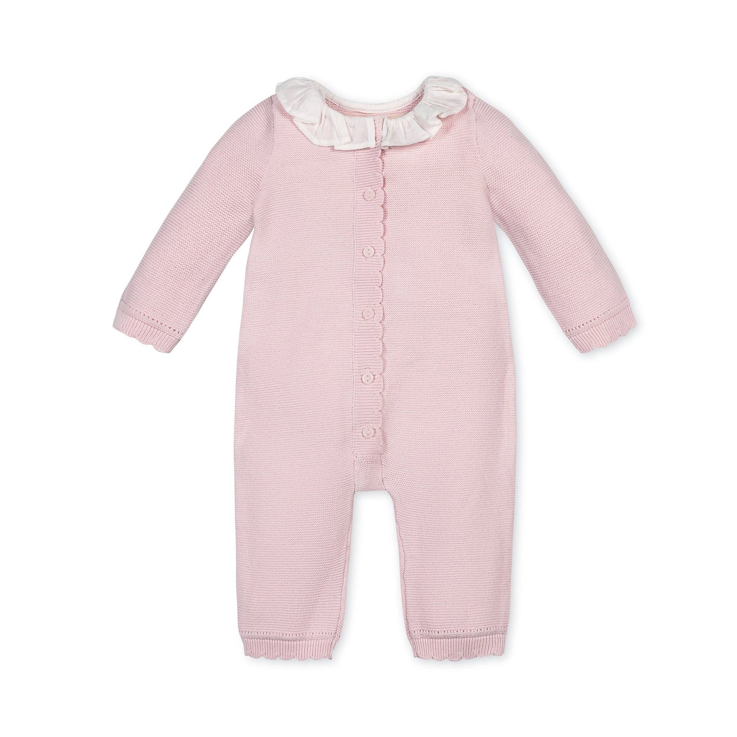 Organic Ruffle Collar Pink Sweater Romper