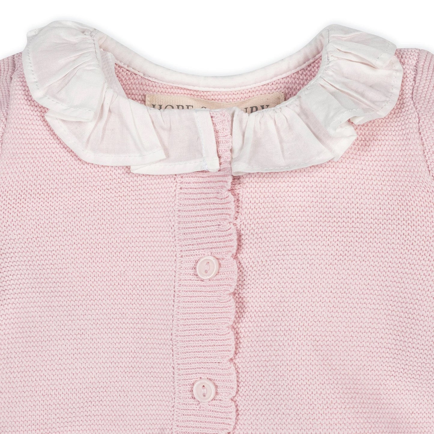 Organic Ruffle Collar Pink Sweater Romper