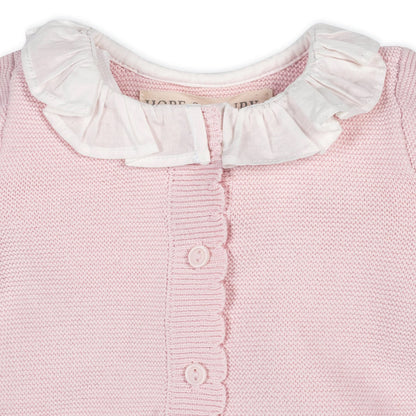 Organic Ruffle Collar Pink Sweater Romper