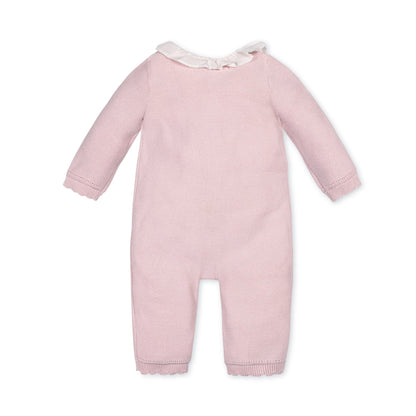 Organic Ruffle Collar Pink Sweater Romper