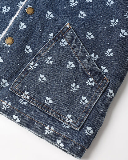 Long Chore Coat - Ditsy Floral Heart
