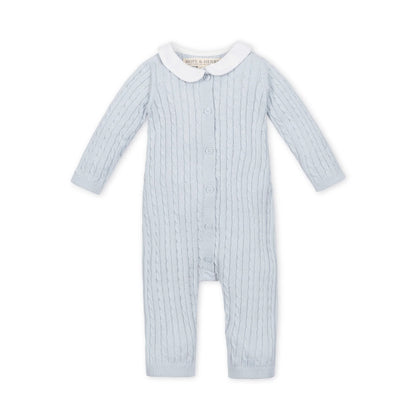 Organic Peter Pan Collar Blue Sweater Romper