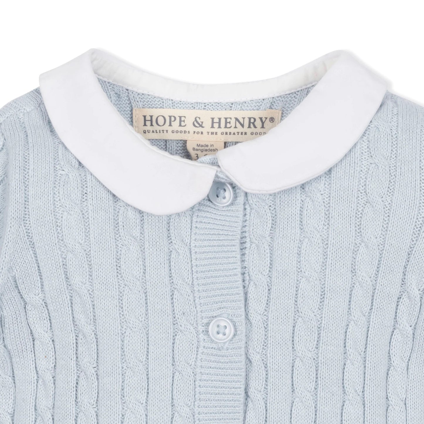 Organic Peter Pan Collar Blue Sweater Romper
