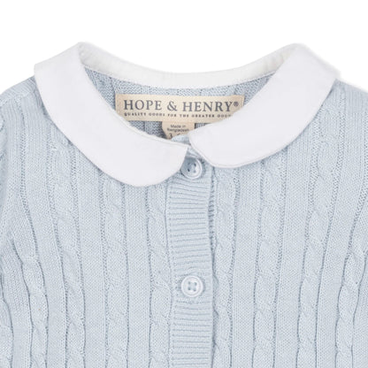 Organic Peter Pan Collar Blue Sweater Romper