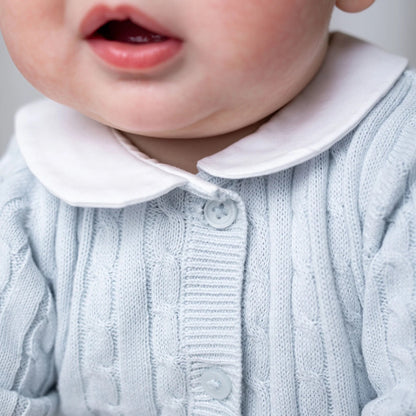 Organic Peter Pan Collar Blue Sweater Romper