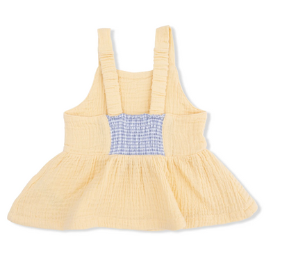 Peplum Tank and Wide Leg Pant Set- Micro Blue Gingham