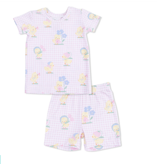Loungwear Short Set - Pink Vintage Ducklings