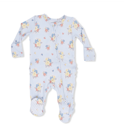 2-way Ruffle Back Zipper Footie - Country Floral