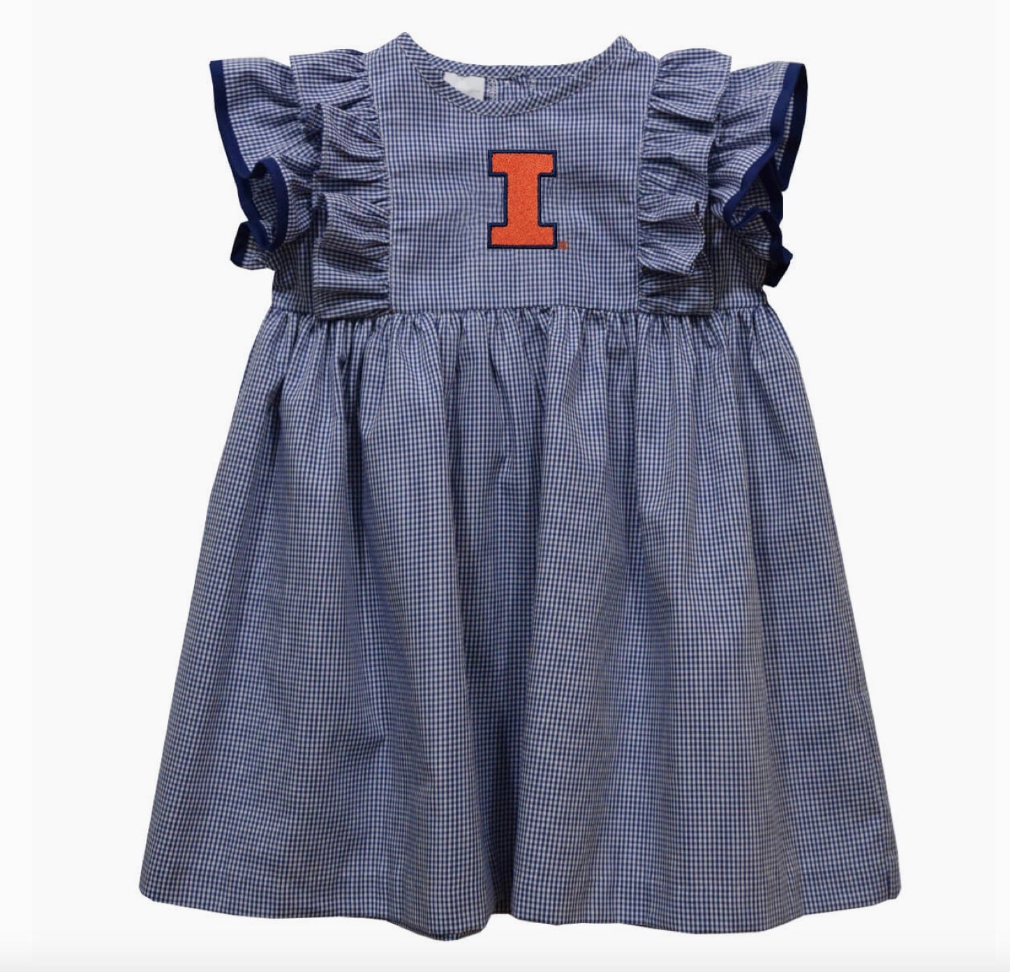 Illini Ruffle Dress - Navy Gingham