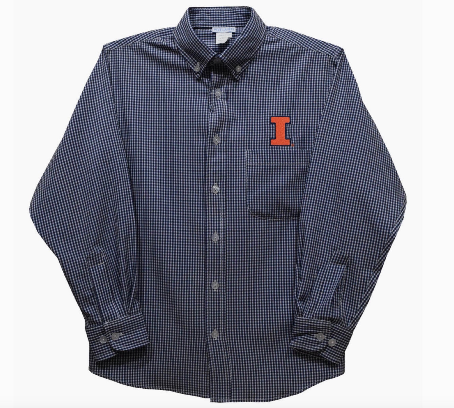 Illini Boys Button Down - Navy Gingham