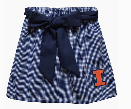 Illini Skirt with Sash - Navy Gingham