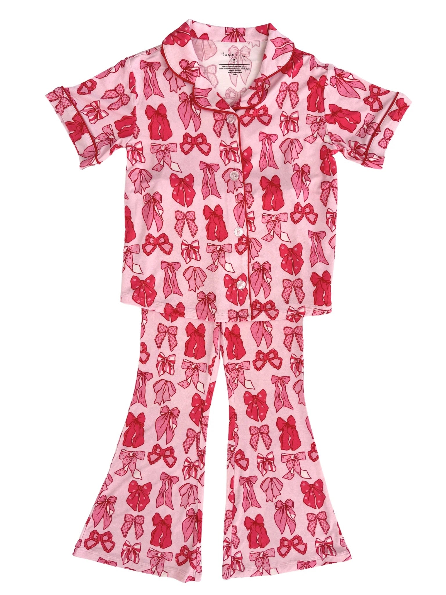 Valentine's Bow Button Up Flare Set