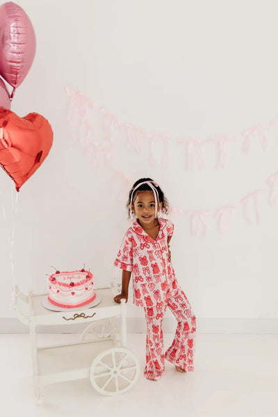 Valentine's Bow Button Up Flare Set