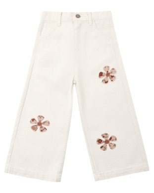 Straight Leg Daisy Patch Pants