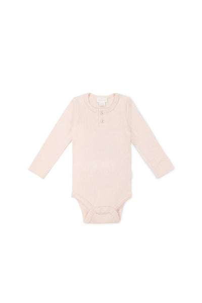 Organic Cotton Modal Long Sleeve Henley - dainty pink