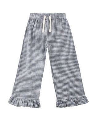 Wide Leg Pant - Marine Gingham