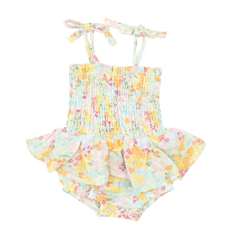 Smocked Bubble With Skirt - Spring Meadow