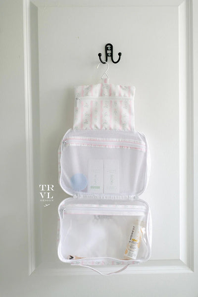 Bundle Up Hanging Toiletry Bag - Ribbon Floral Pink