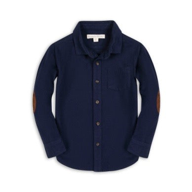Organic Flannel Button Down Shirt - Navy