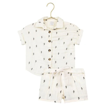 Cloud Muslin Short Set - Lightening Bolt