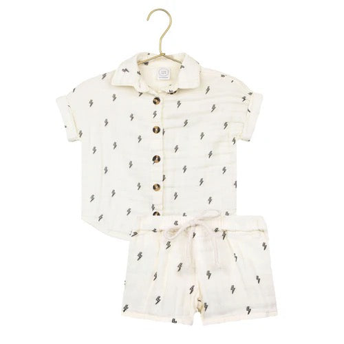 Cloud Muslin Short Set - Lightening Bolt