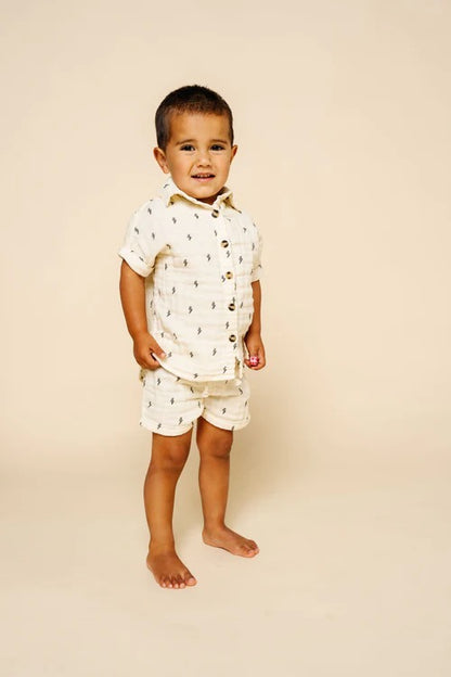Cloud Muslin Short Set - Lightening Bolt