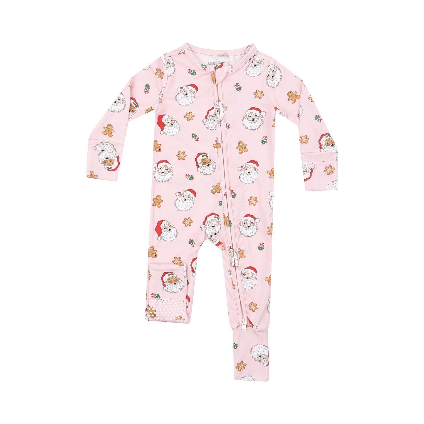 Vintage Santa 2-way Zipper Romper - Pink