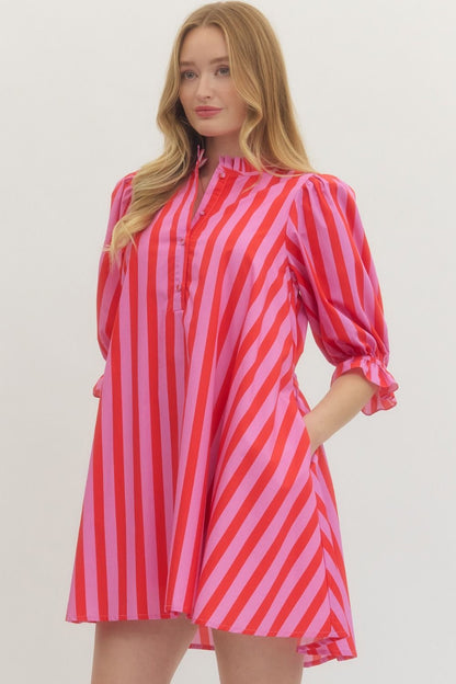 Charlotte Dress - Red/Pink