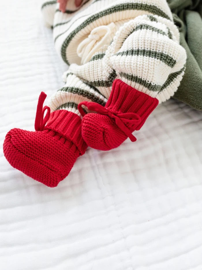 Knit Booties - Red