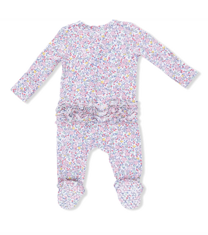 Ruffle Back Zipper Footie - Elizabeth's Garden