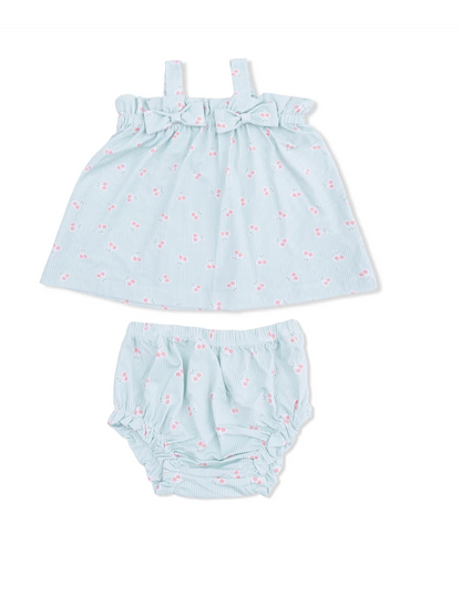Top and Bloomer Set - Tiny Cherry Stripe