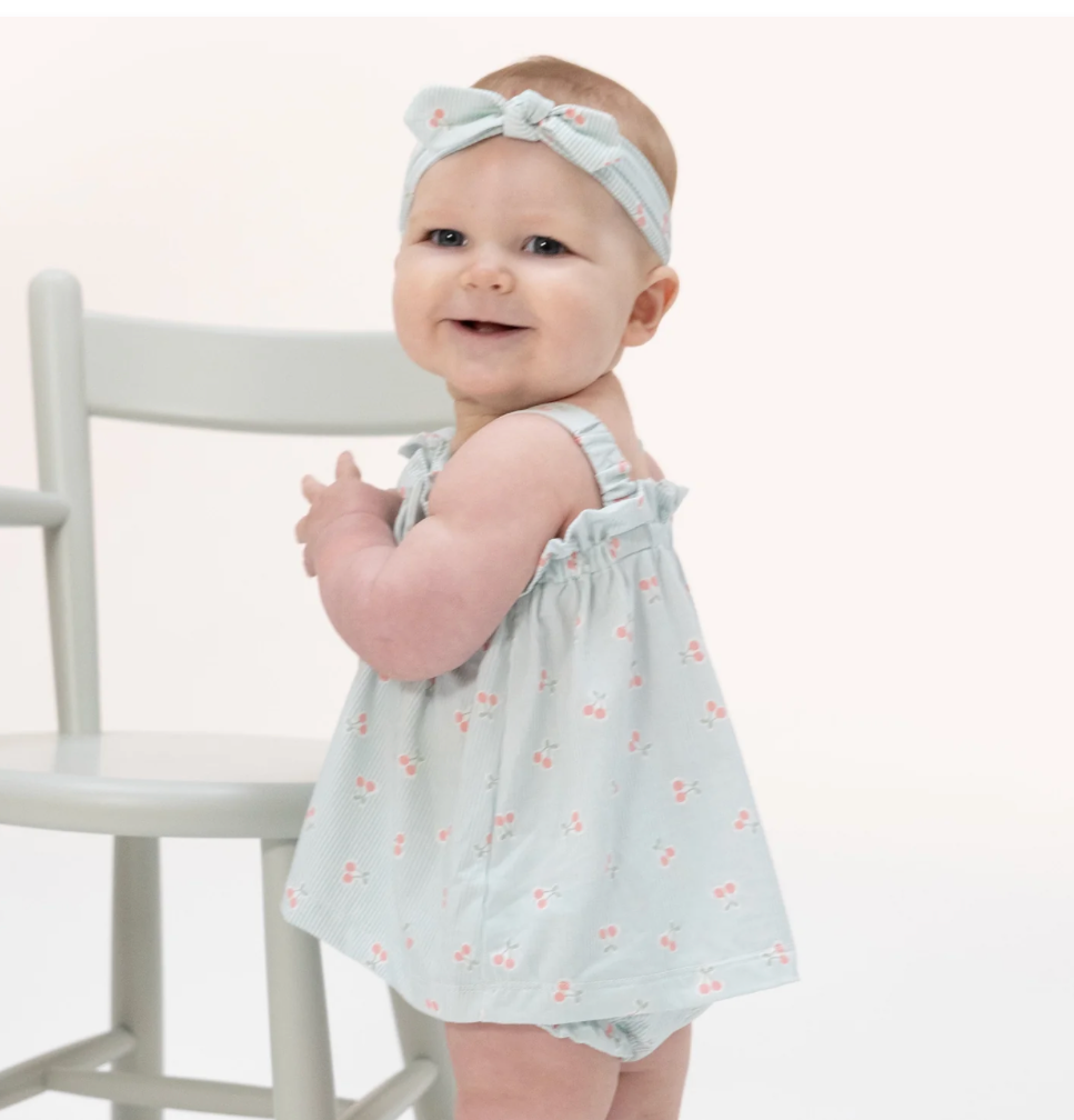 Top and Bloomer Set - Tiny Cherry Stripe