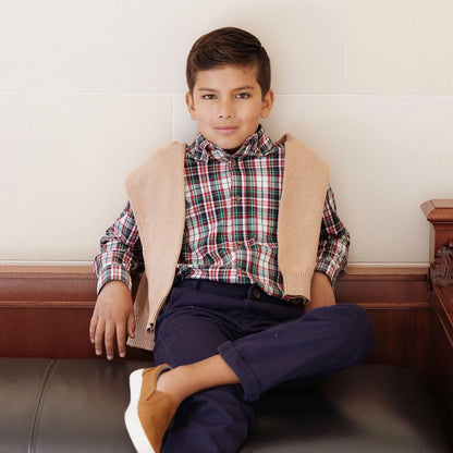 Organic Stretch Poplin Shirt - Holiday Tartan