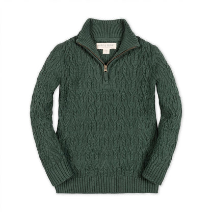 Organic Half Zip Cable Sweater