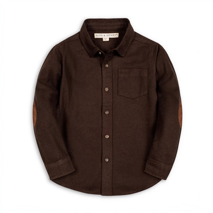 Organic Flannel Shirt with Elbow Patches