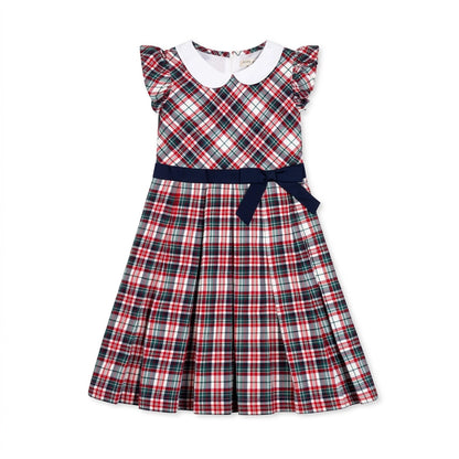 Organic Peter Pan Collar Party Dress - Holiday Tartan