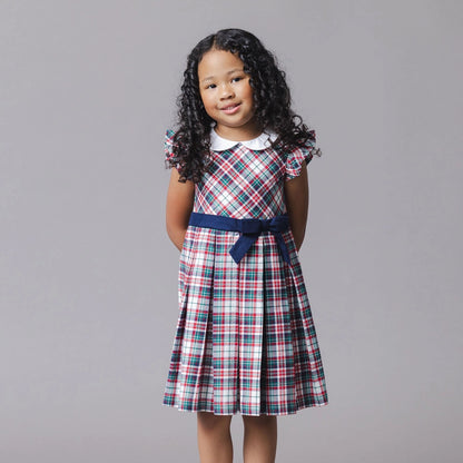 Organic Peter Pan Collar Party Dress - Holiday Tartan