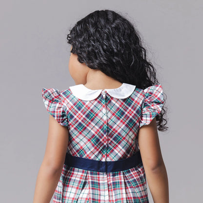 Organic Peter Pan Collar Party Dress - Holiday Tartan