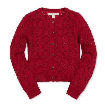 Girls Organic Pointelle Cardigan Sweater