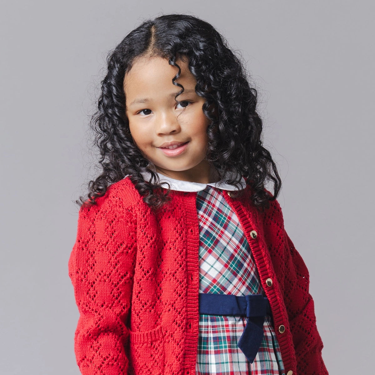 Girls Organic Pointelle Cardigan Sweater