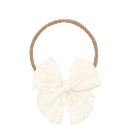 Cloud Muslin Heirloom Bow Headband - Cream