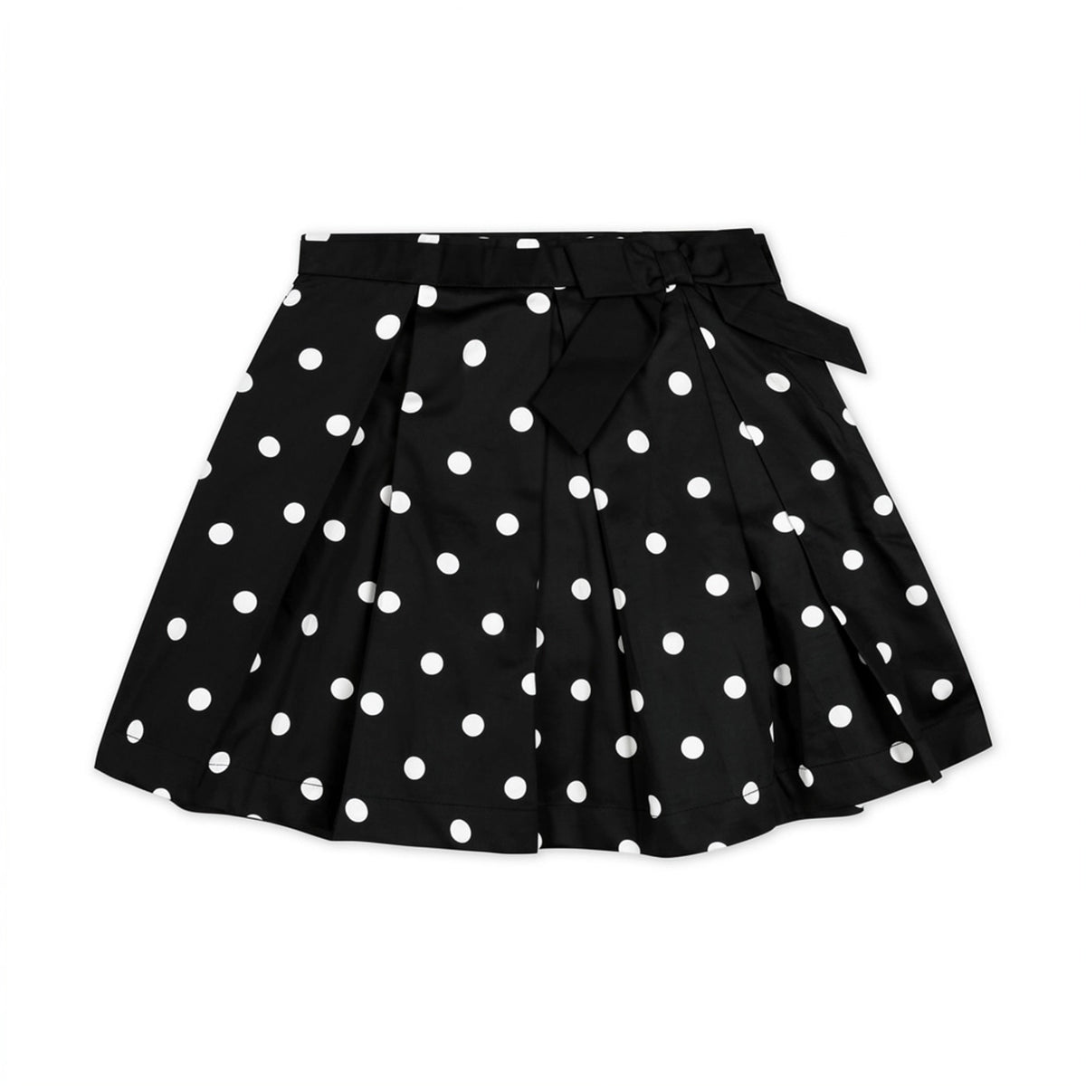 Black Organic Pleated Polka Dot Skirt