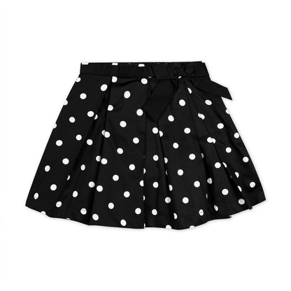 Black Organic Pleated Polka Dot Skirt