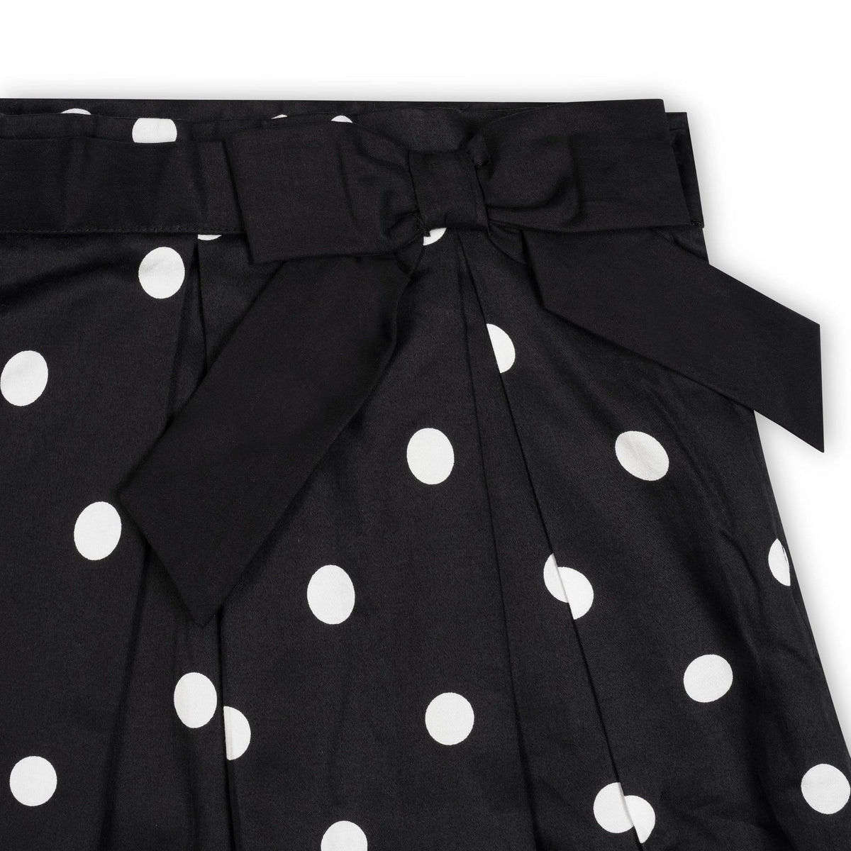 Black Organic Pleated Polka Dot Skirt
