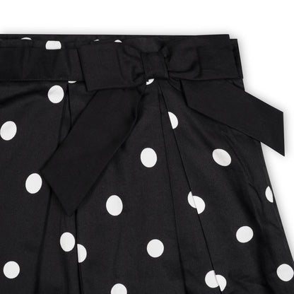 Black Organic Pleated Polka Dot Skirt