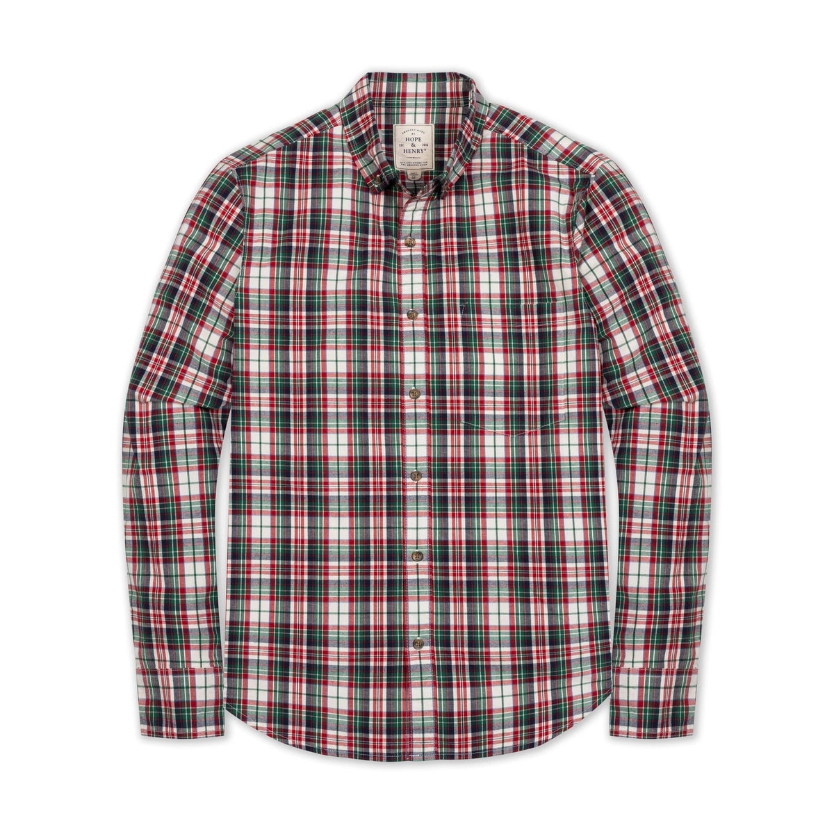 Men's Organic Stretch Poplin Shirt - Holiday Tartan